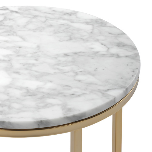 Serena Marble Round Side Table with Matte Gold Frame