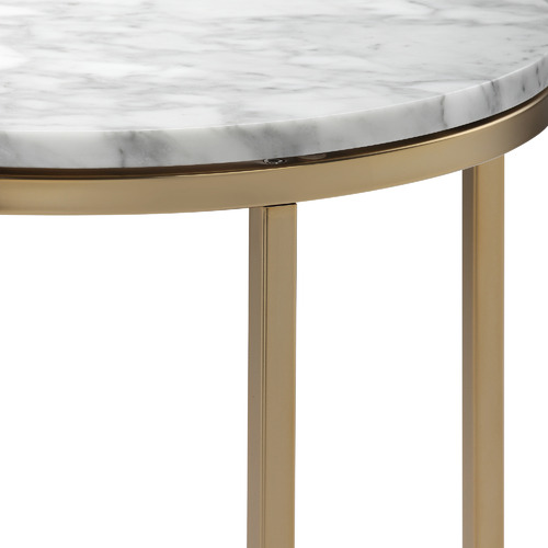 Serena Marble Round Side Table with Matte Gold Frame