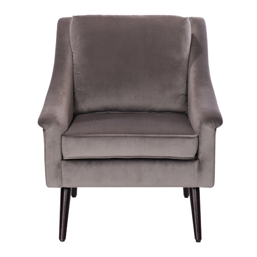 taupe velvet armchair