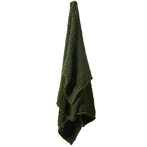 Temple & ster Forest Green Chunky Knit Throw & Reviews