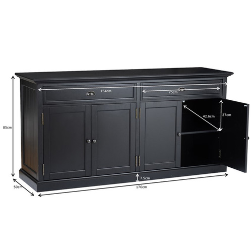 Temple & ster Large Black Maison Sideboard Buffet