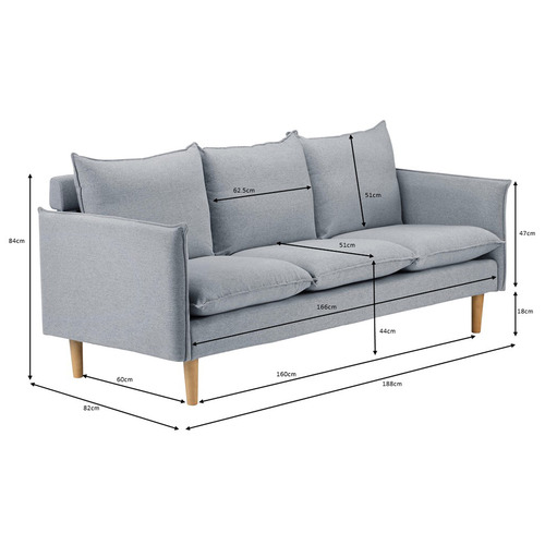 Temple & Webster Moonlight Grey Hampstead 3 Seater Sofa & Reviews