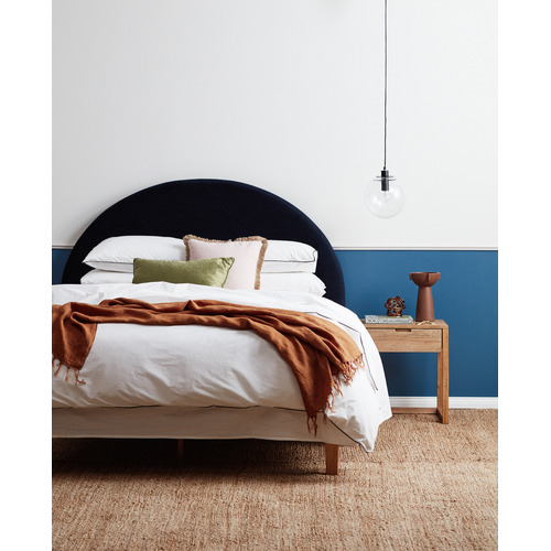 Temple & ster Navy round Queen Velvet Bedhead & Reviews