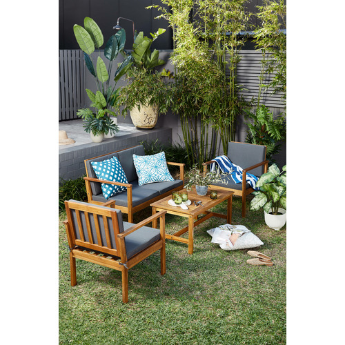 4 Seater Miami Wooden Outdoor Lounge Table Set Temple Webster