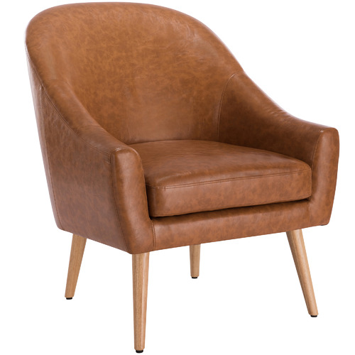 Webster Tan Maya Faux Leather Armchair, Orange Leather Armchair