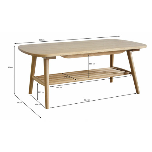 Oscar Oak Coffee Table with Shelf
