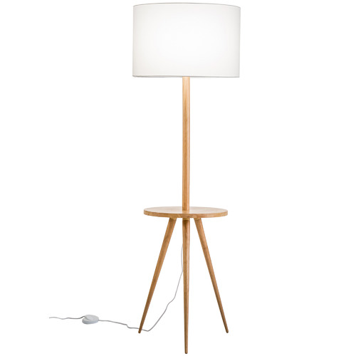 Webster Natural White Wooden Floor Lamp, White Wood Floor Lamp With Table
