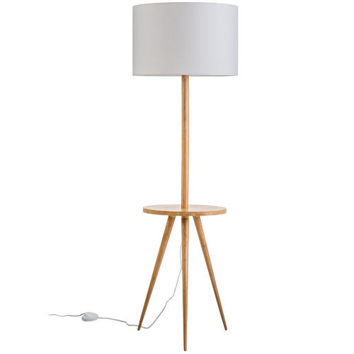 White Wooden Floor Lamp, Floor Lamp With Table Attached Australia