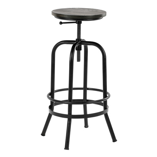 Industrial Adjustable Elm Wood Barstool