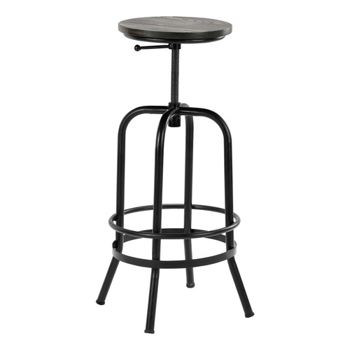 Industrial Adjustable Elm Wood Barstool