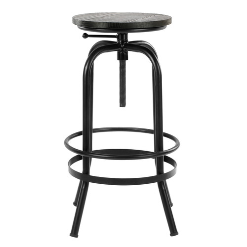 Industrial Adjustable Elm Wood Barstool