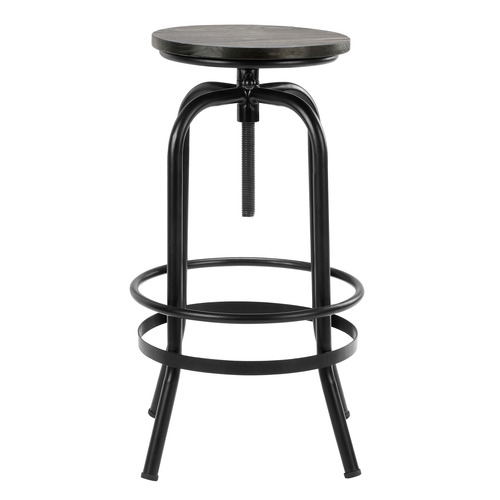 Industrial Adjustable Elm Wood Barstool