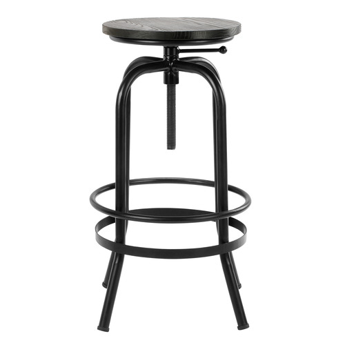 Industrial Adjustable Elm Wood Barstool