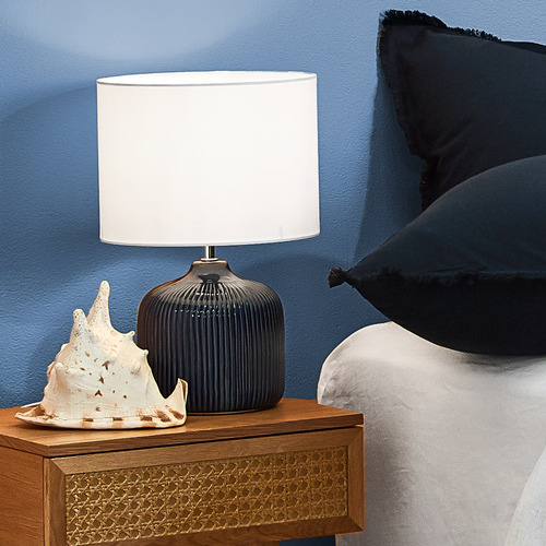 Webster 37cm Darcy Ceramic Table Lamp, Navy Blue Side Table Lamps