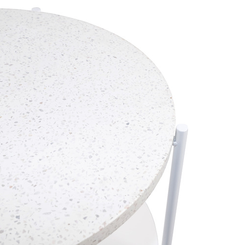 white terrazzo side table