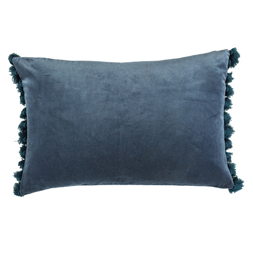 Navy Minnie Velvet Tasselled Rectangular Cotton Cushion
