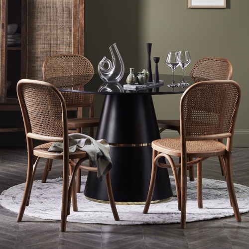 Temple & ster Antique Brown Luca Beech Wood & Rattan Dining Chairs