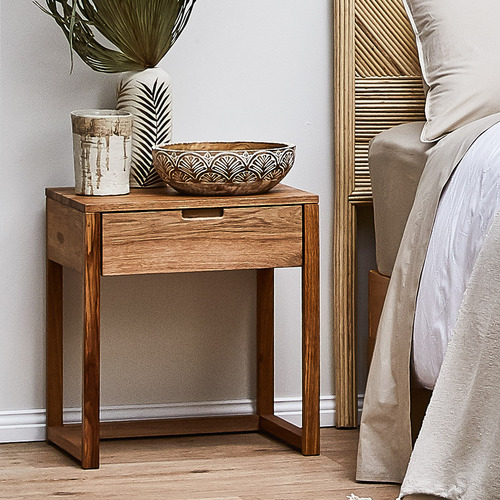 Temple & Webster Olwen Solid Oak Timber Bedside Table