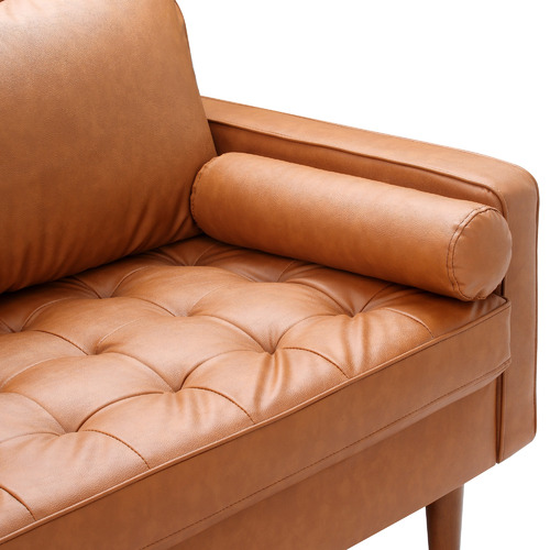Tan Stockholm 3 Seater Faux Leather Sofa