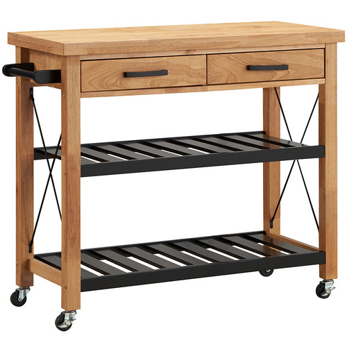 Natural Memphis Wooden Kitchen Island Trolley