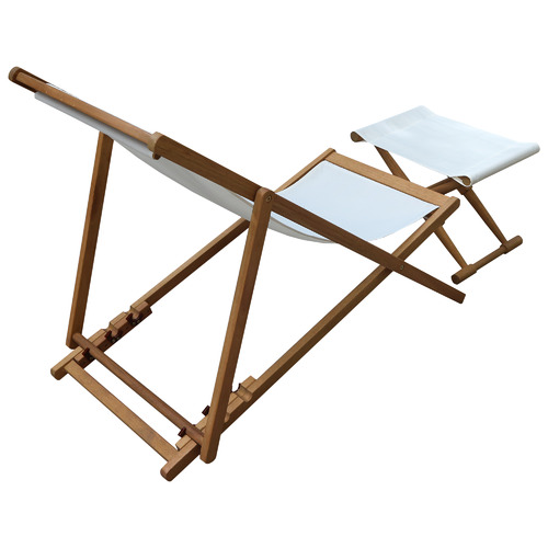 Temple & ster 2 Piece Belize Wooden Outdoor Deck Chair & Footstool Set