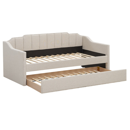 Temple & Webster Oat Charlotte Single Sofa Daybed with Trundle