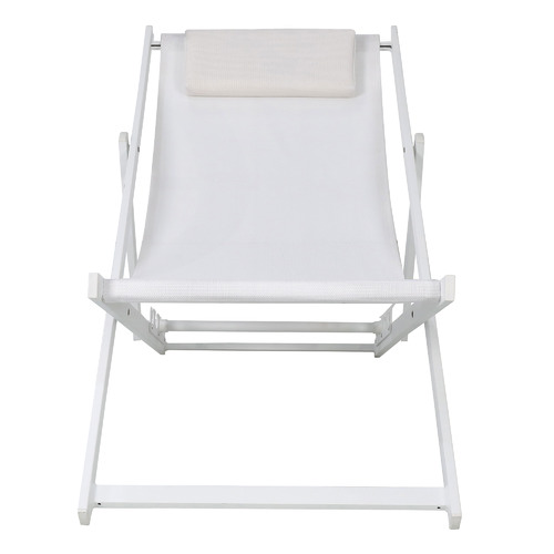 White Kos Aluminium Outdoor Sling Deck Chairs