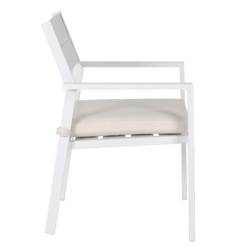 White Kos Aluminium Outdoor Slatted Dining Chairs