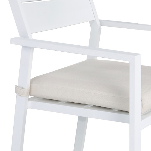 White Kos Aluminium Outdoor Slatted Dining Chairs