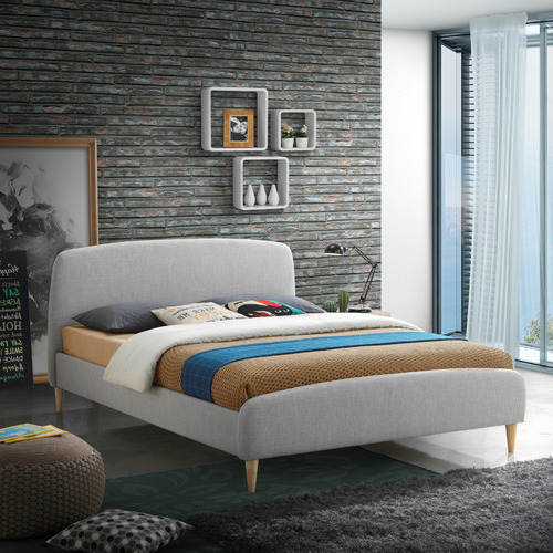 Temple & ster Grey Nordic Deco Upholstered Bed