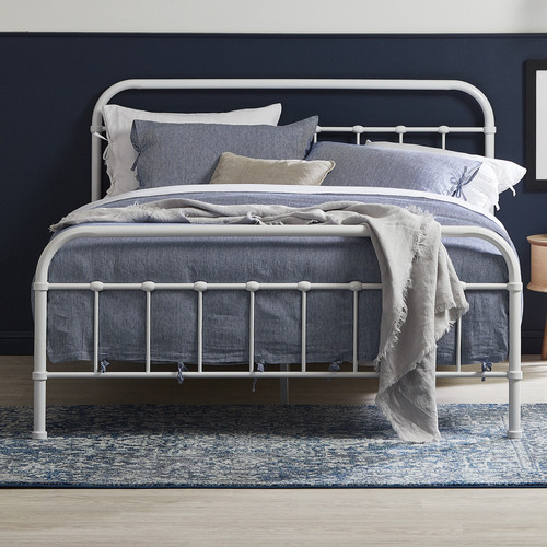 Webster White Bailey Metal Bed Frame, Double Bed Frame Dimensions Australia