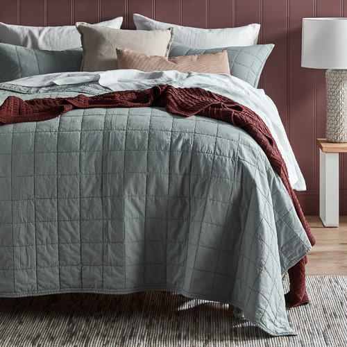 Temple & ster Blue Washed Cotton Pillowcases