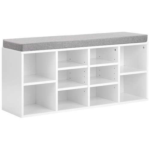 white entryway shoe rack