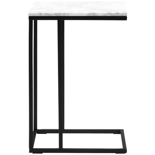 Temple & ster White Serena CShaped Italian Carrara Marble Side Table