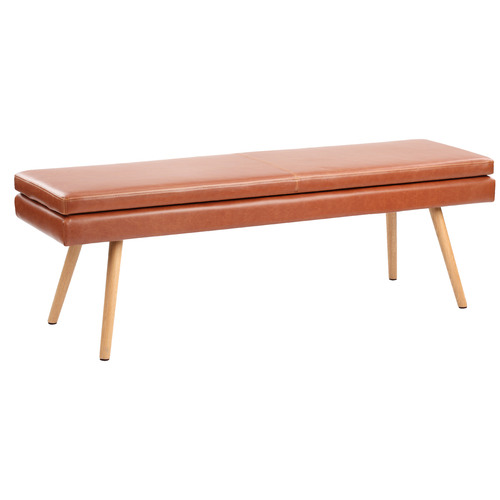 Webster Tan Remi Faux Leather Dining Bench, Faux Leather Bench