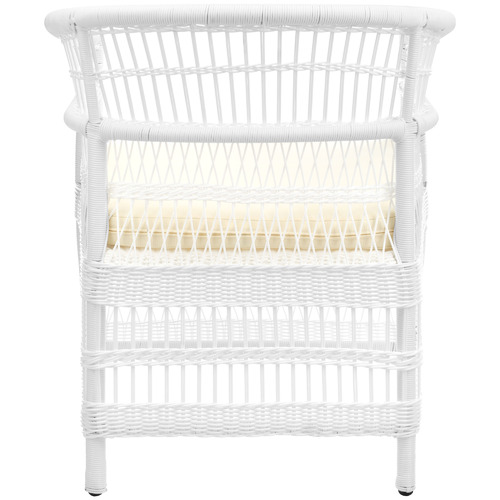 White Malawi Style PE Rattan Outdoor Cushioned Dining Chair