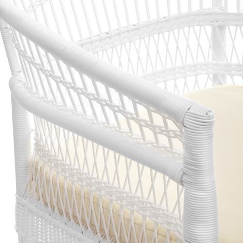 White Malawi Style PE Rattan Outdoor Cushioned Dining Chair