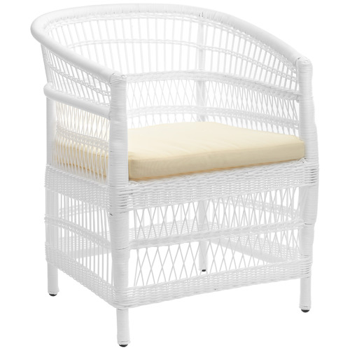 Pe Rattan Outdoor Cushioned Dining Chair, White Cane Dining Chairs Australia