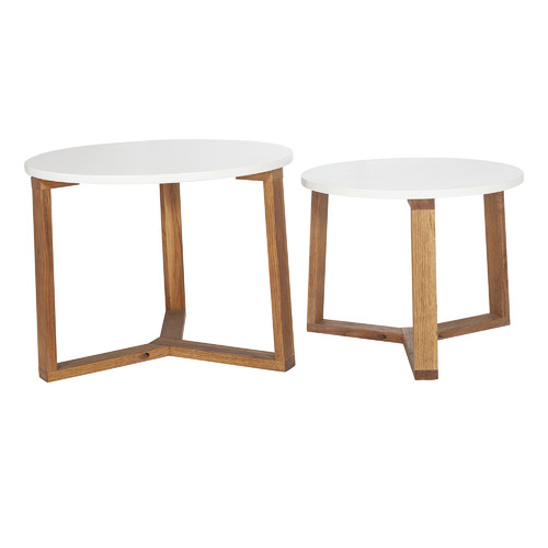 Temple & ster 2 Piece Olwen Oak Wood Nesting Side Table Set