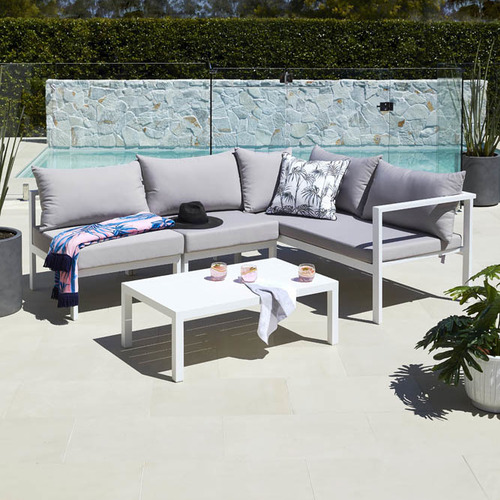 Temple & Webster Felix 4 Seater Aluminium Outdoor Sofa Set