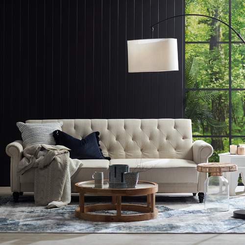 Temple & ster Richmond 3 Seater Linen Chesterfield Sofa Bed