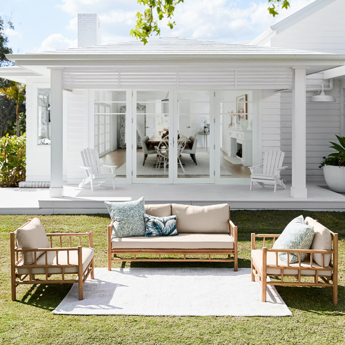 Temple Webster Seater Costa Rica Acacia Wood Outdoor Lounge Set