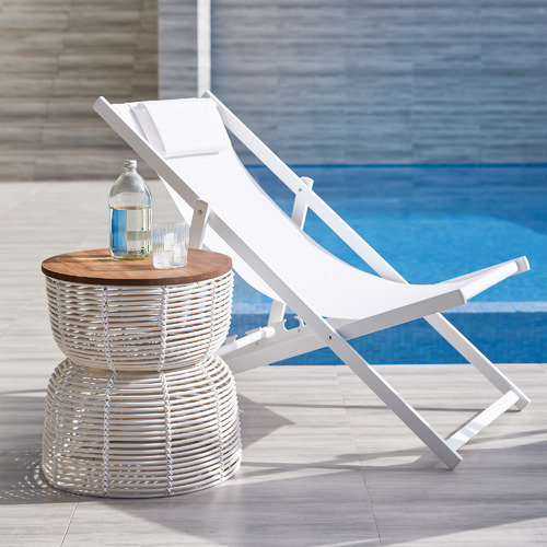 White Kos Aluminium Outdoor Sling Deck Chairs
