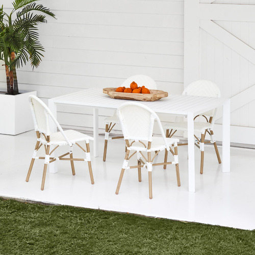 White Paris PE Rattan Outdoor Cafe Dining Chairs