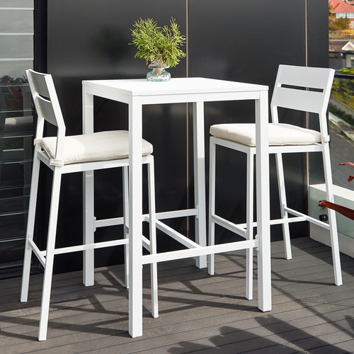 Temple Webster 2 Seater Kos Aluminium, White Pub Table With 2 Chairs