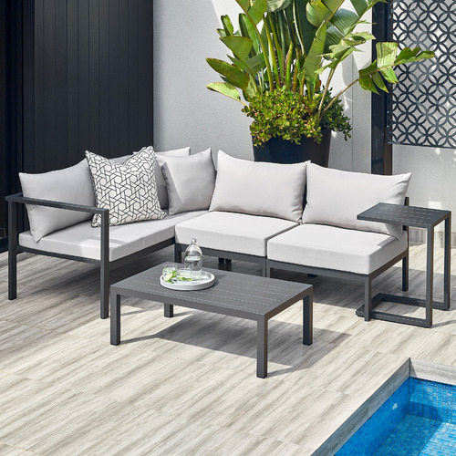 Temple & Webster Felix 4 Seater Aluminium Outdoor Sofa Set