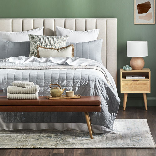 Temple & Webster Grey Charlotte Velvet Bedhead