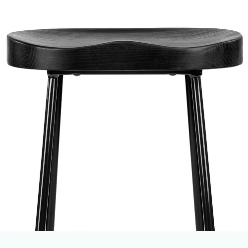 66cm Vintage-Style Elm Wood Barstools with Black Legs