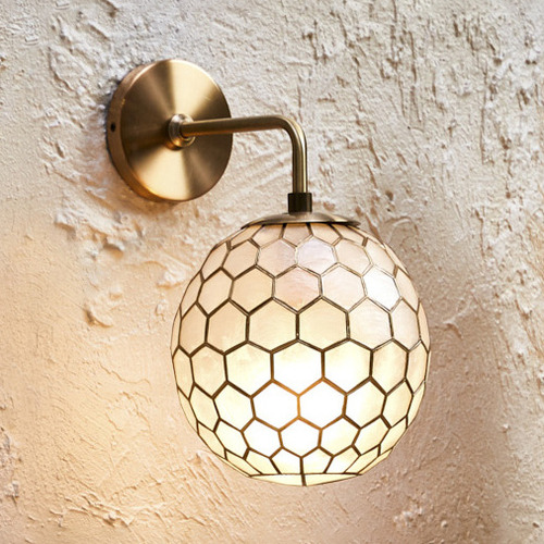 Temple & Webster Honeycomb Capiz Shell & Steel Wall Sconce & Reviews