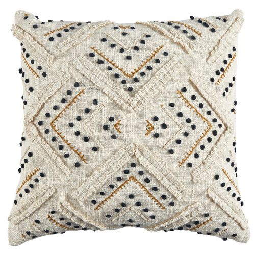 Navy Embroided Prarie Cotton Cushion